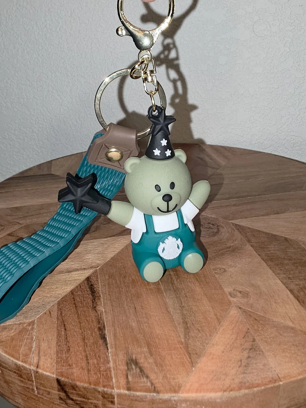 Starbucks Green Bear Wizard Keychain with Teal Outfit